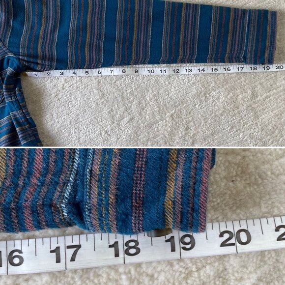 Goodfellow and Co Mens Small Button-Down Flannel Shirt Blue Striped Long Sleeve - Picture 8 of 8